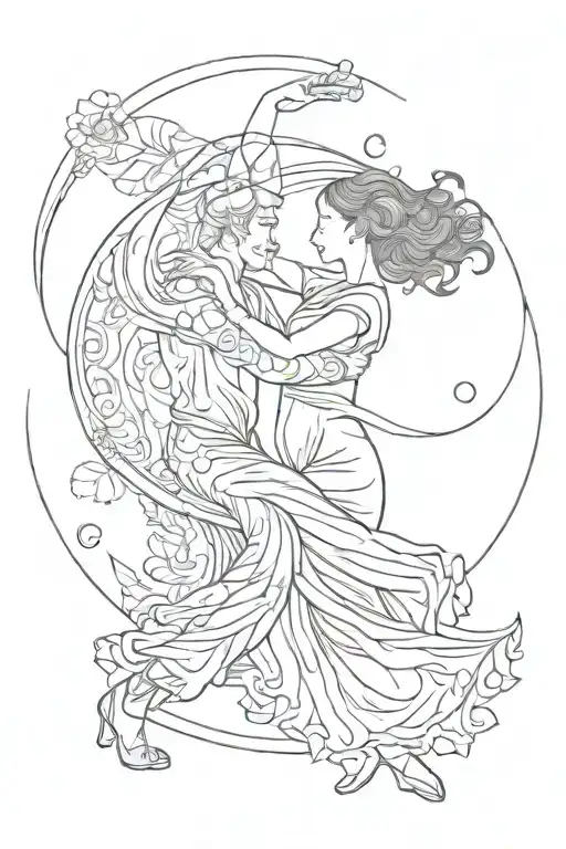 A Couple Dancing Together Making The Yin Yang Symbol