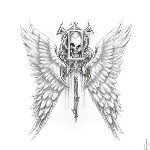 Angel Demon Wings With Cross