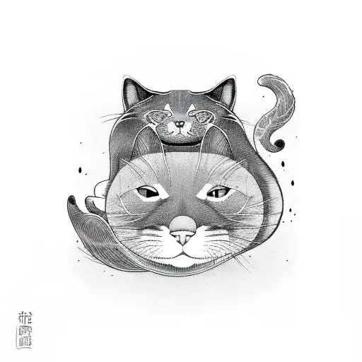 Cat And Otter In Yin And Yang
