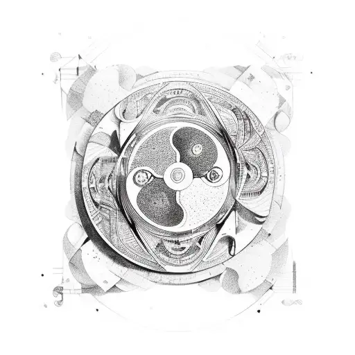 A Yin-yang Symbol Composed Of Musical Instruments And Travel Landmarks