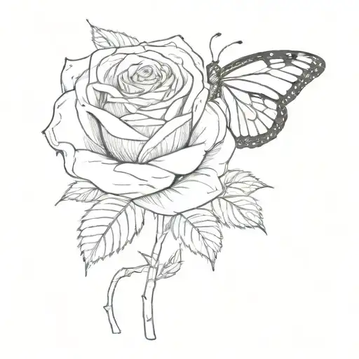 Rose With Butterfly Resting