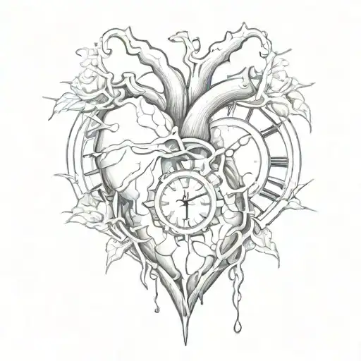 Anatomical Heart With A Clock Face