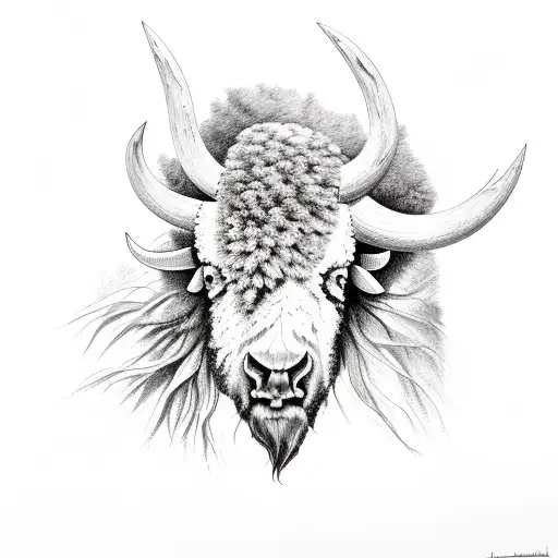 Bison Skull With Sagebrush