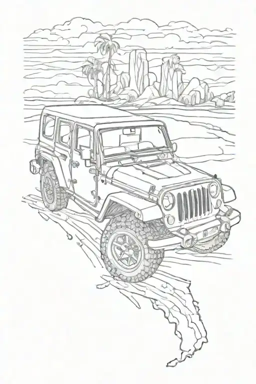 Jeep Line Tattoo With Florida Outline