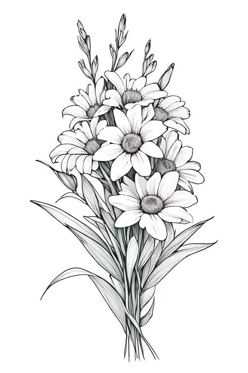 Gladiolus And Daisy Bouquet