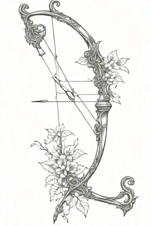 Vine Recurve Bow With Arrow Design