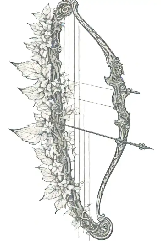 Vine Recurve Bow With Arrow Design