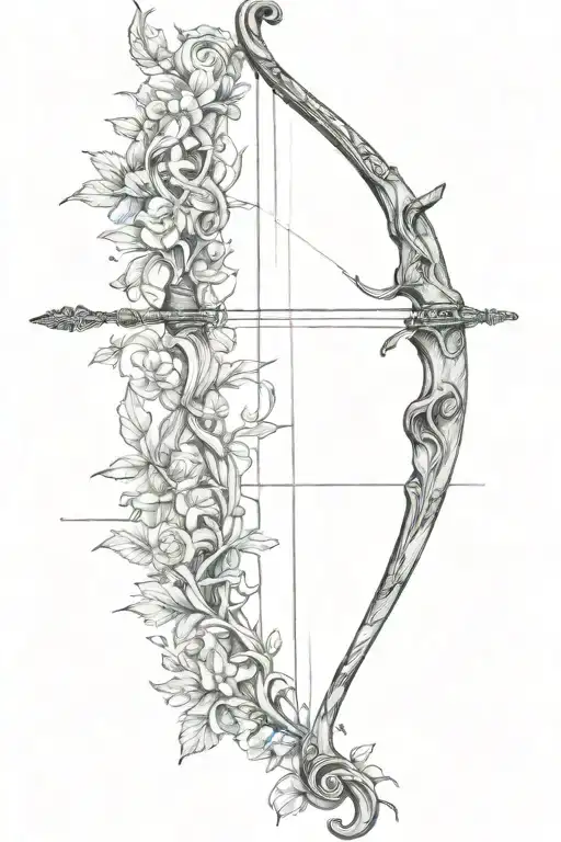 Vine Recurve Bow With Arrow Design