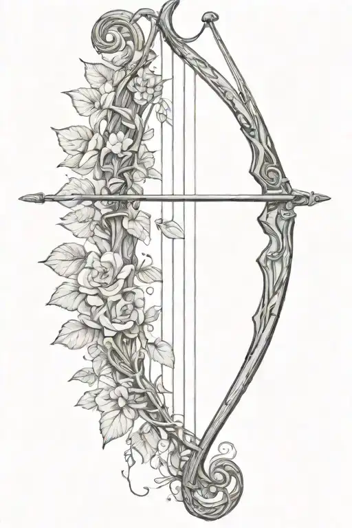 Vine Recurve Bow With Arrow Design