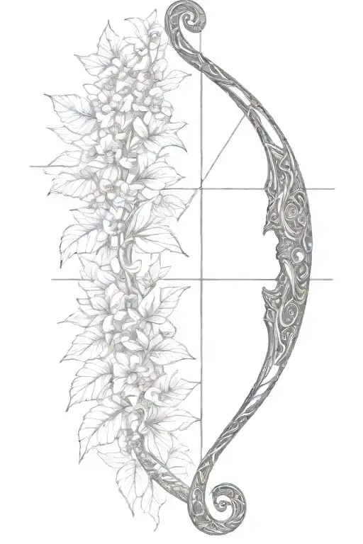 Vine Recurve Bow With Arrow Design