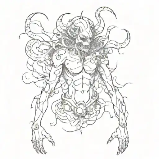 Demon And Molecules Surrounding Its Body