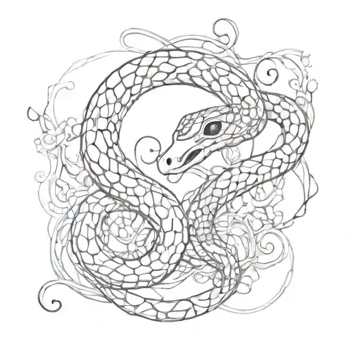 Snake With Vines And Spiderwebs