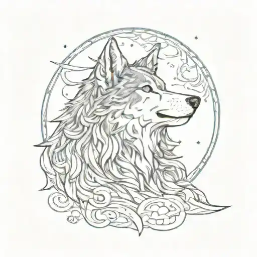 Blue Eyes Wolf Howling At The Moon
