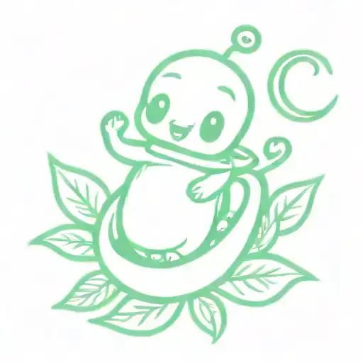 Pea Using A Pod As A Blanket Cartoon Character Playing