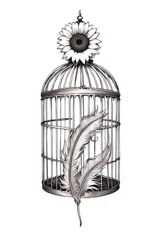 Sunflower Stepping Out Of A Birdcage Feather Scorpio