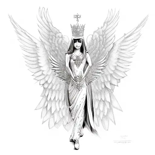 Name With Queen Crown And Wings