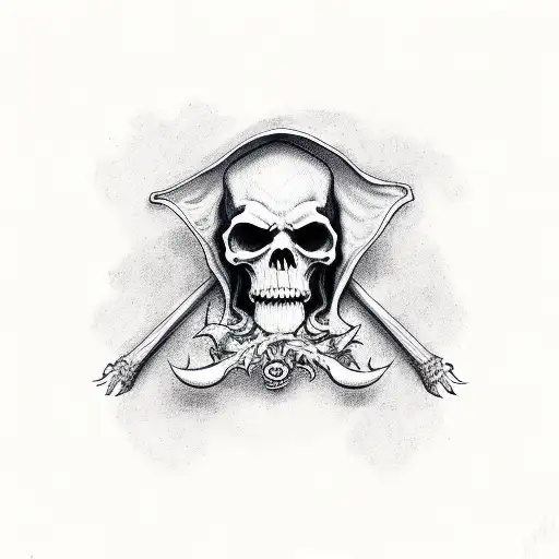 A Grim Reaper Holding A Scroll With Intricate Symbols Of Life And Death