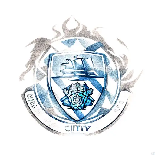 A Manchester City-themed Phoenix In Sketch Style