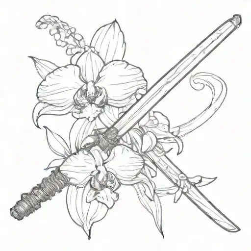 Katana Next To One Orchid