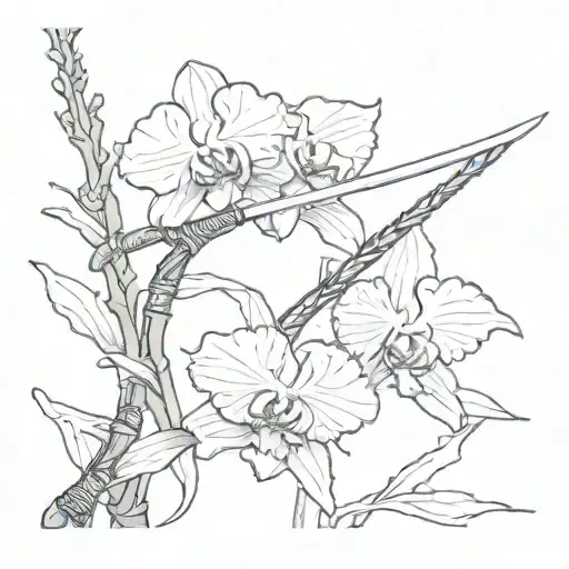 Katana Next To One Orchid