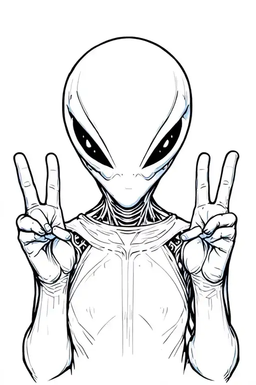 Alien Holding Up Peace Sign