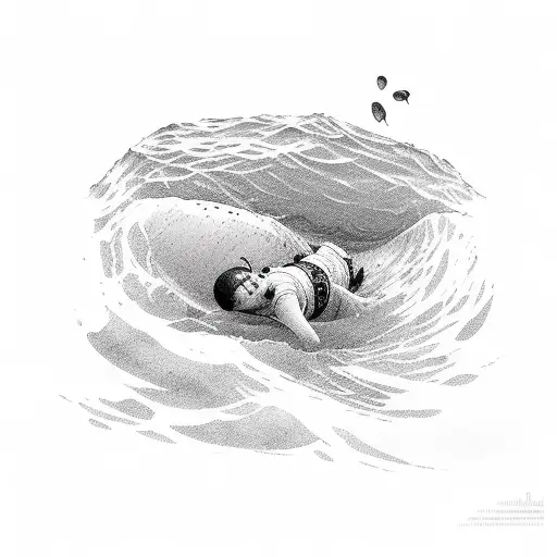 Boy Sinking Into Ocean
