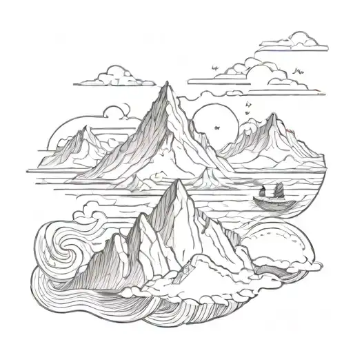 Mountain And Ocean Scene