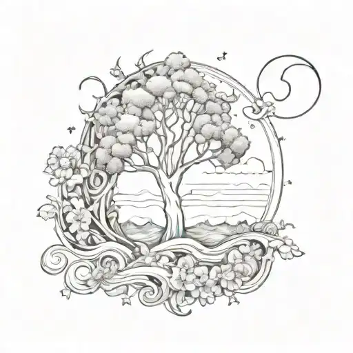 Sun Moon Trees Waves Flowers Music