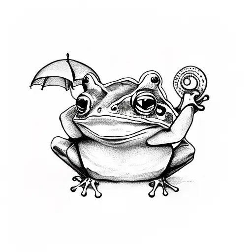 Elegant Small Frog With An Umbrella