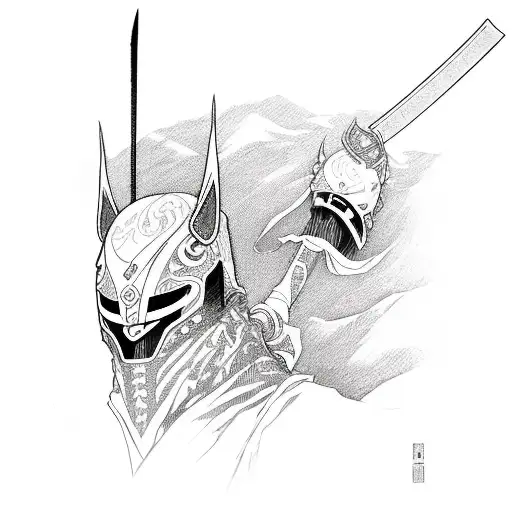 Long Katana With It's Blade Surrounded By Something