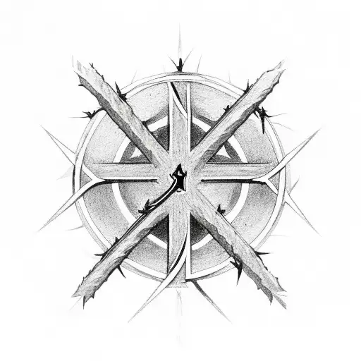 Christian Cross With Thorns Around It