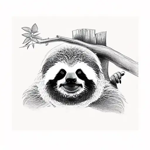 A Sloth And Panda Tattoo On The Tree Of Life With A Little Sloth Climbing