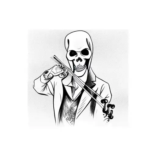 Grim Reaper Playing On Violin