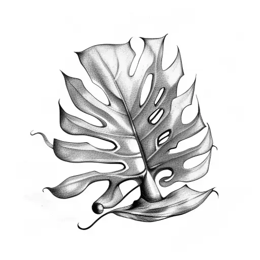 Snake With Monstera Plant