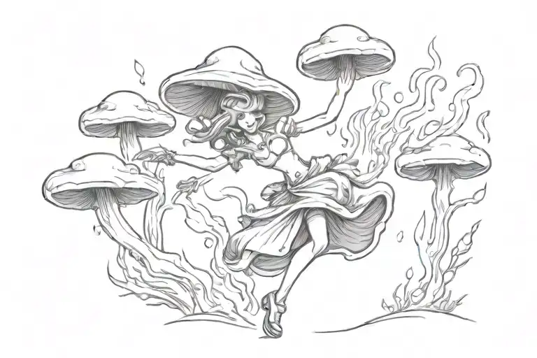 Mushroom Lady's Dancing Around A Fire