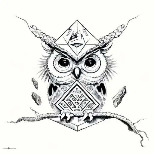 Owl With Skull And Pyramid Snake