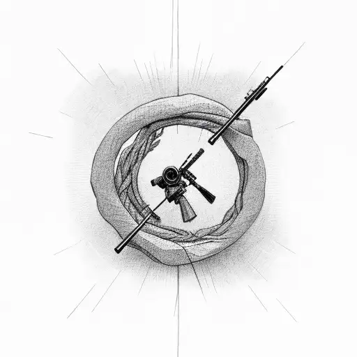 Sniper Rifle Intertwined With A Badger Silhouette