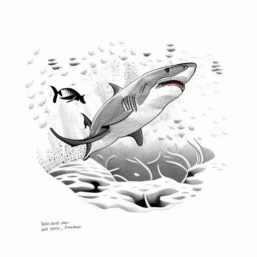 Shark And Other Marine Life In A Coral Reef