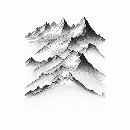 Mountain Range With Sketch-like Linework