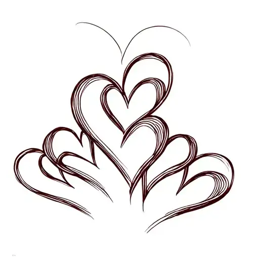 5 Interlocking Hearts Symbolizing Mother And Children