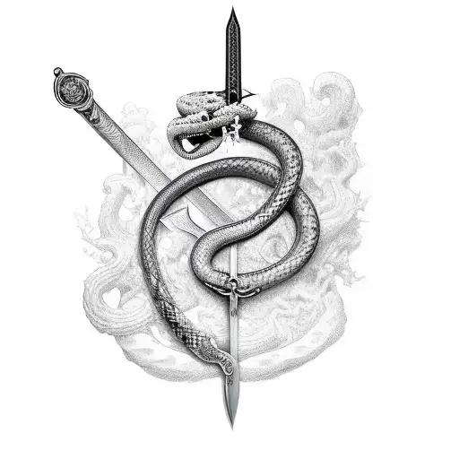 Sword Wrapped With Snake