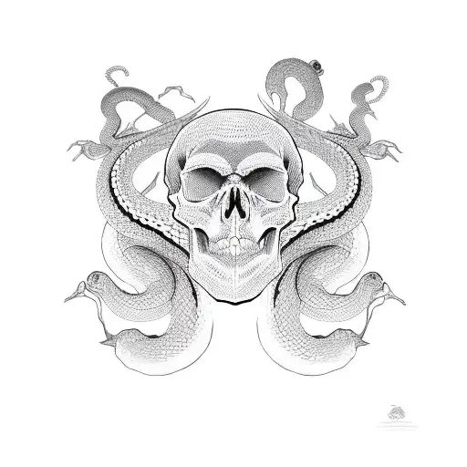 Skull And Habu Snake