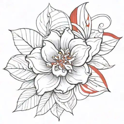Red Flower With Color Lines On The Belly