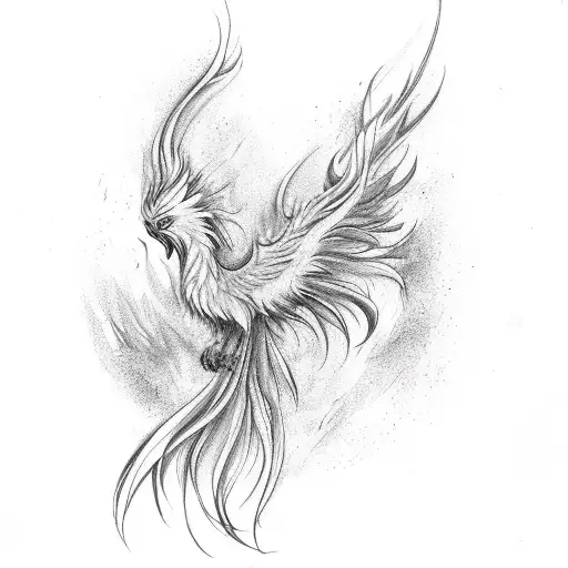 Colorful Phoenix With Long Feathers Tail