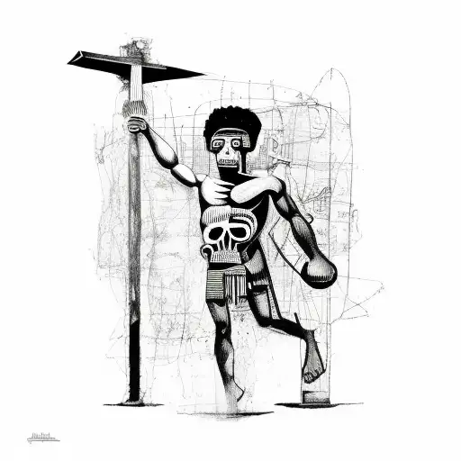 Atlas Greek Mythology In Jean-michel Basquiats Style