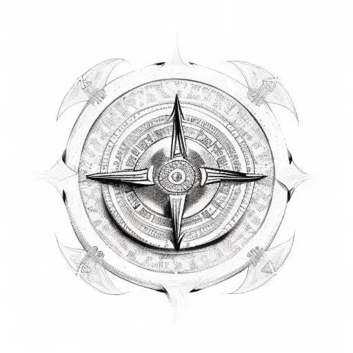 Sketch-style Tattoo Of A Viking Compass With Intricate Details