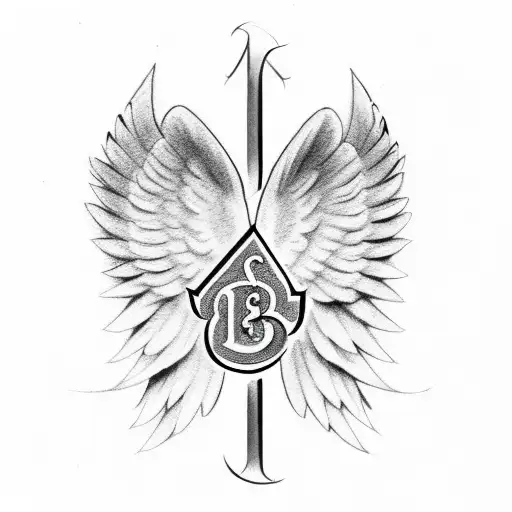 Angel Wings With Initials C R B