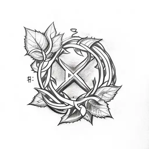A Sketch-style Tattoo Of A Communist Symbol Intertwined With Vines And Flowers