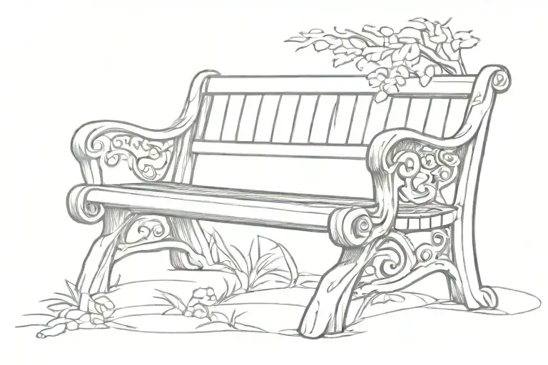 Park Bench Mini Tattoo Design