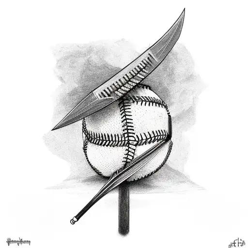 Softball And Bat With Cross